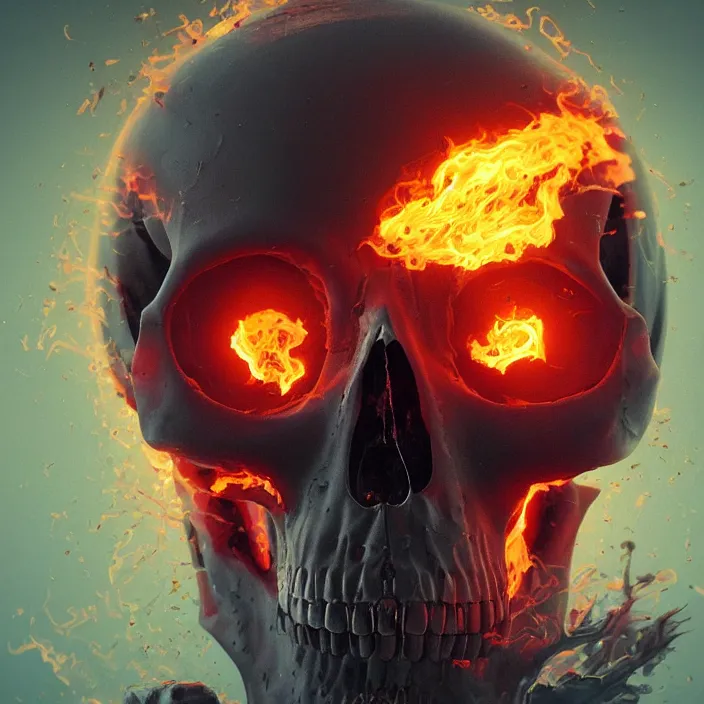 Image similar to portrait of a skull in a flame-retardant suit. intricate abstract. intricate artwork. by Tooth Wu, wlop, beeple, dan mumford. octane render, trending on artstation, greg rutkowski very coherent symmetrical artwork. cinematic, hyper realism, high detail, octane render, 8k, iridescent accents