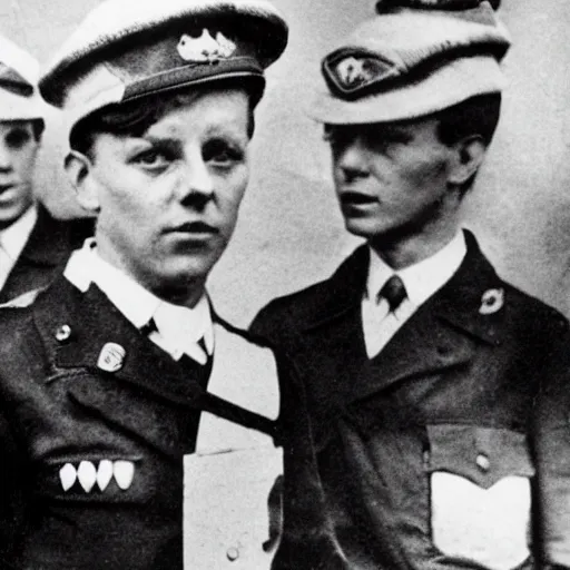 Prompt: rimbaud in ss uniform at the parade of the third reich during the great sweep