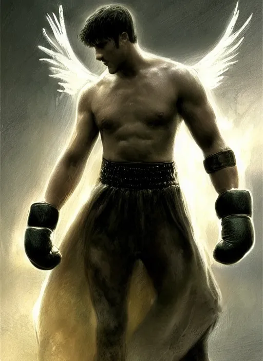 Prompt: concept art, angel knight rocky balboa by artstation trending, by joseph mallord william turner, luis royo, konstantin razumov, cinematic lighting, fractal flame, highly detailed