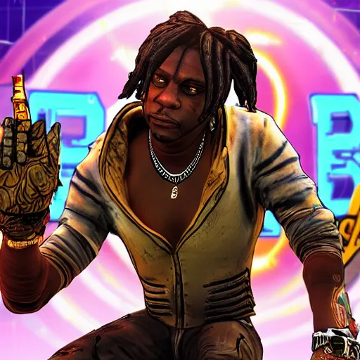Image similar to rapper Chief Keef in borderlands 2 very detailed 4K quality super realistic
