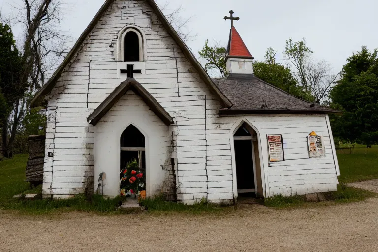 Image similar to the saddest little church in saint sanne