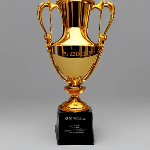 Image similar to a latte trophy, golden trophy shaped like latte