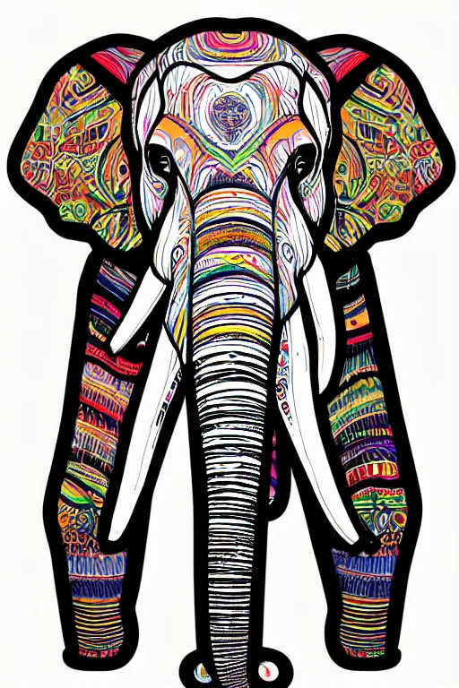 Prompt: A portrait of a hipster elephant, sticker, highly detailed, colorful, illustration, smooth and clean vector curves, no jagged lines, vector art, smooth