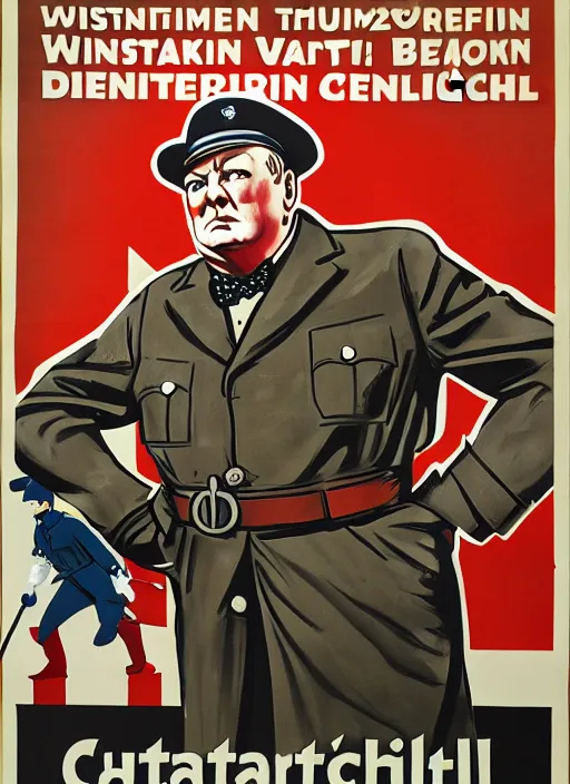 Prompt: winston churchill captain america standing on a pile of defeated, beaten and broken german soldiers. captain england wins wwii. brittish wwii propaganda poster by james gurney and pixar. overwatch.