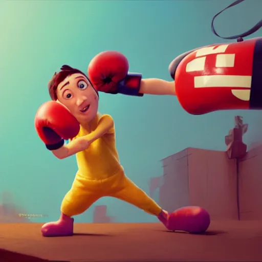 Prompt: slice of bread with boxing gloves on, cute pixar character, volumetric lighting, dynamic composition, fantasy, hyper detailed, ultra realistic, sharp focus, octane render, concept art by sachin teng and sergey kolesov and ruan jia and heng z