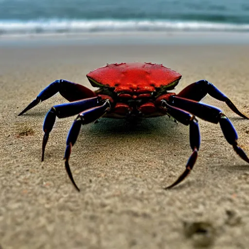 Prompt: A crab contemplating the sea. Peaceful. Hyper detailed. Ultra realistic. High quality. High resolution