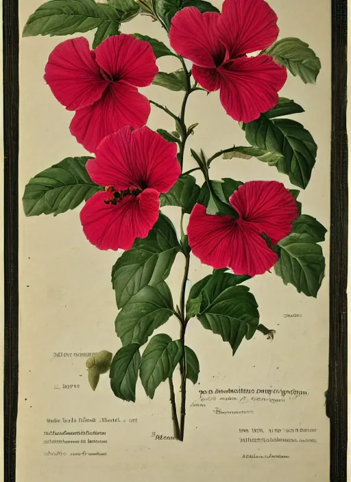 Prompt: hibiscus syriacus, the botanical magazine 1 7 9 0