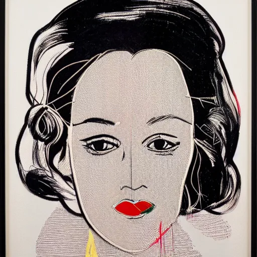 Image similar to beautiful female portrait line drawing by james jean, by andy warhol, by roy lichtenstein, by egon schiele