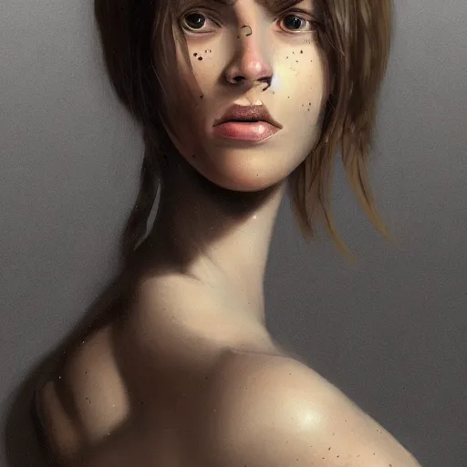 Image similar to a crocodile girl upper body, a portrait, looking at the viewer, digital painting, trending on artstation, high quality, high detail