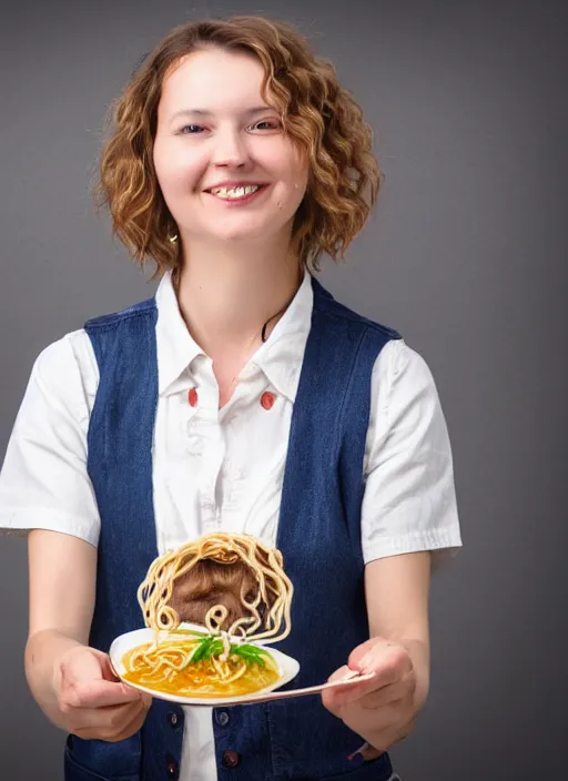 Image similar to teacher with short ramen hair, photo, 4 k 8 k, portrait