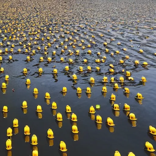 Prompt: The canals of Venice are covered with hundreds of rubber ducks. winning photograph World Press Photo
