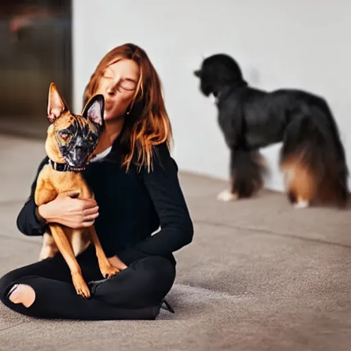 Image similar to woman morphing in to a dog