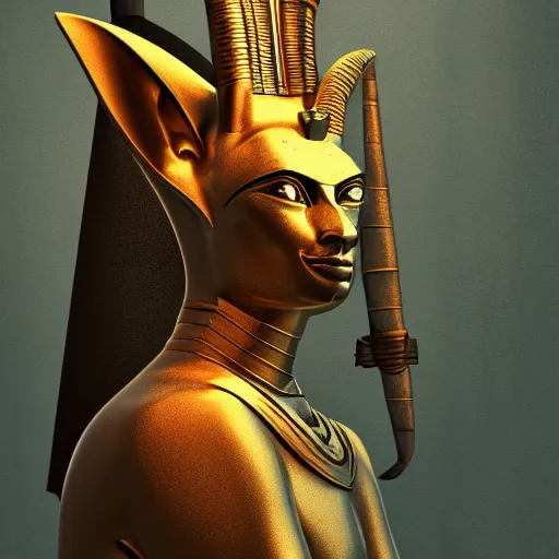 Image similar to anubis pharaoh of the underworld, concept art, masterpiece, digital art, ultra detailed, sharp focus, cinematic lighting, 8 k hd resolution