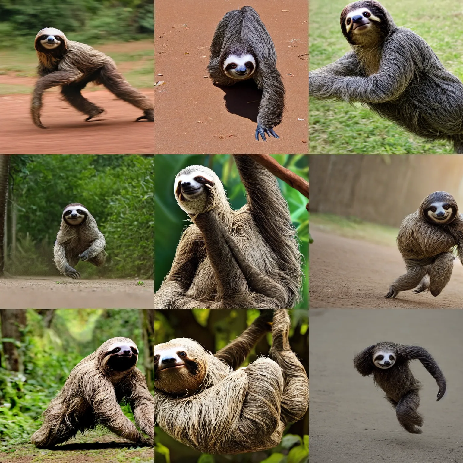 Prompt: a sloth running extremely fast