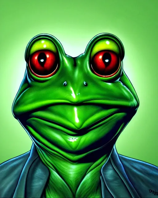 Image similar to sinister old frog character portrait, by don bluth, highly detailed, dynamic shadows, 4 k, wallpaper - 1 0 2 4