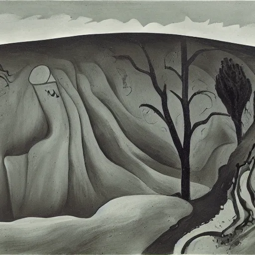 Image similar to A Landscape by Hilma af Klinti and Charles Addams