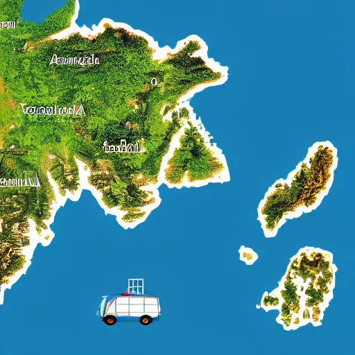 Image similar to isometric view of mainland southeast asia, geographic map, zoom in thailand burma laos vietnam and cambodia, high - detail, high accuracy, in style of old map, fantasy,