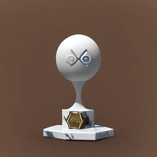 Image similar to a marble trophy of discord logo, octane render, 3 d render