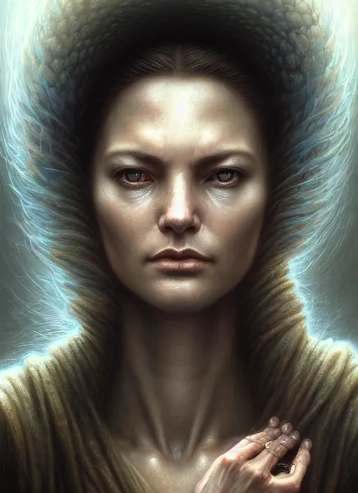 Image similar to closeup portrait shot of a meditation in another dimention in a scenic dystopian environment, intricate, elegant, highly detailed, centered, digital painting, artstation, concept art, smooth, sharp focus, illustration, artgerm, tomasz alen kopera, peter mohrbacher, donato giancola, joseph christian leyendecker, wlop, boris vallejo