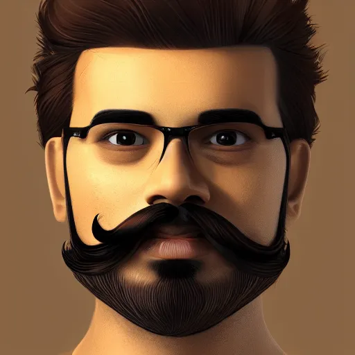 Prompt: the best brown male with beard and mustache profile picture of 2 0 2 5, 4 k, beautiful gorgeous digital art, trending on artstation