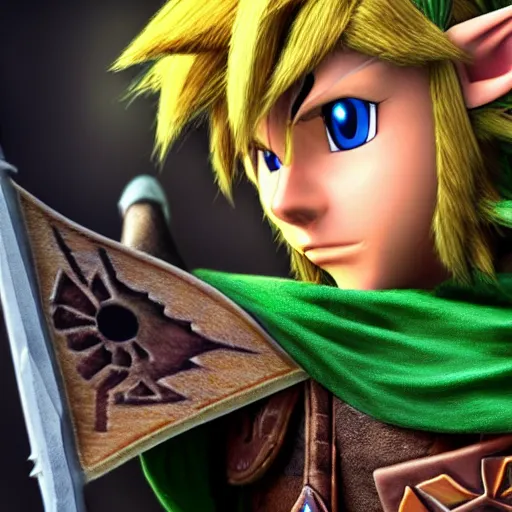 Image similar to 8 k photography from link from the legend of zelda, photorealistic