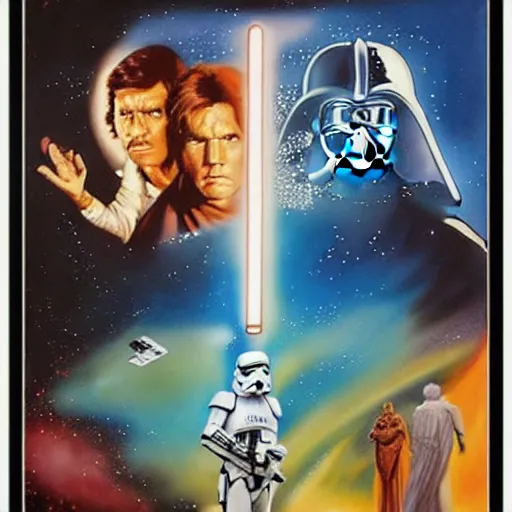 Prompt: Star Wars a new hope poster in painting style of Salvador Dali