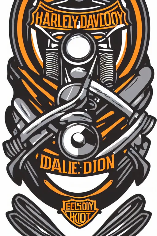 Image similar to Harley Davidson motorbike , sticker, colorful, illustration, highly detailed, simple, smooth and clean vector curves, no jagged lines, vector art, smooth