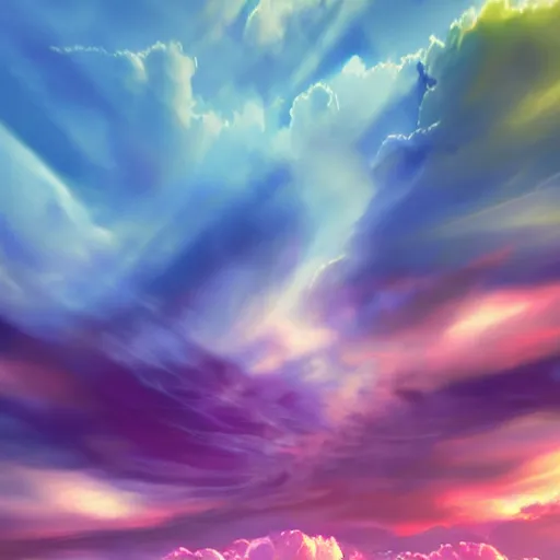 Prompt: flythrough massive magestic colorful clouds, ultra high detail, realistic, 4 k