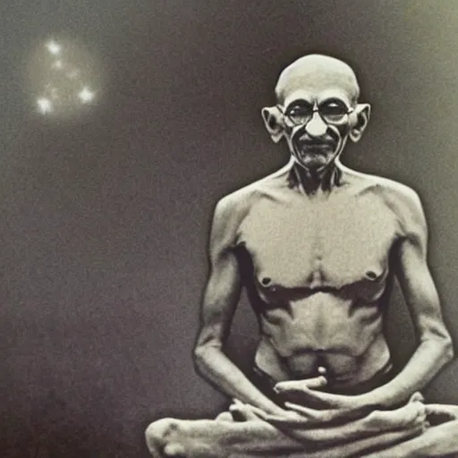 Image similar to Mahatma Gandhi in space nirvana