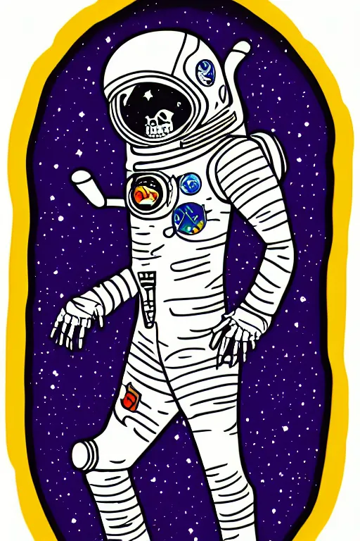 Image similar to A portrait of a skeleton as an astronaut on the moon, sticker, colorful, illustration, highly detailed, smooth and clean vector curves, no jagged lines, vector art, smooth