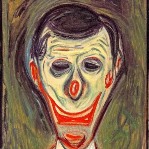 Image similar to the smirk in the style of Edvard Munch