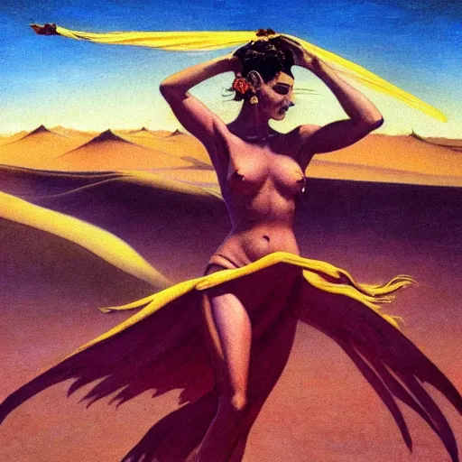 Image similar to Silk sheet desert ecstasy Bedouin under crimson azure diamond sky, in the style of Frank Frazetta, Jeff Easley, Caravaggio, extremely clear faces coherent, clear lines, 8K revolution