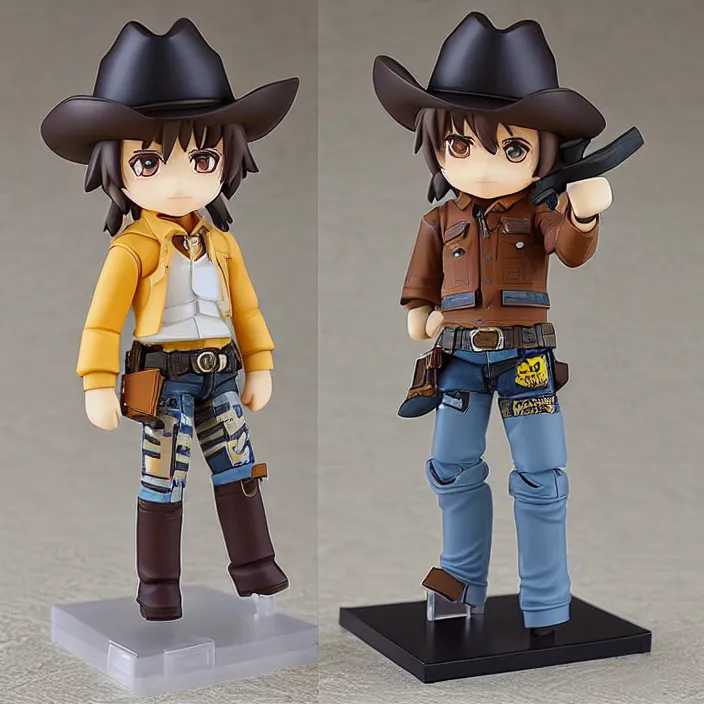 Prompt: cowboy, an anime nendoroid of a cowboy, figurine, detailed product photo