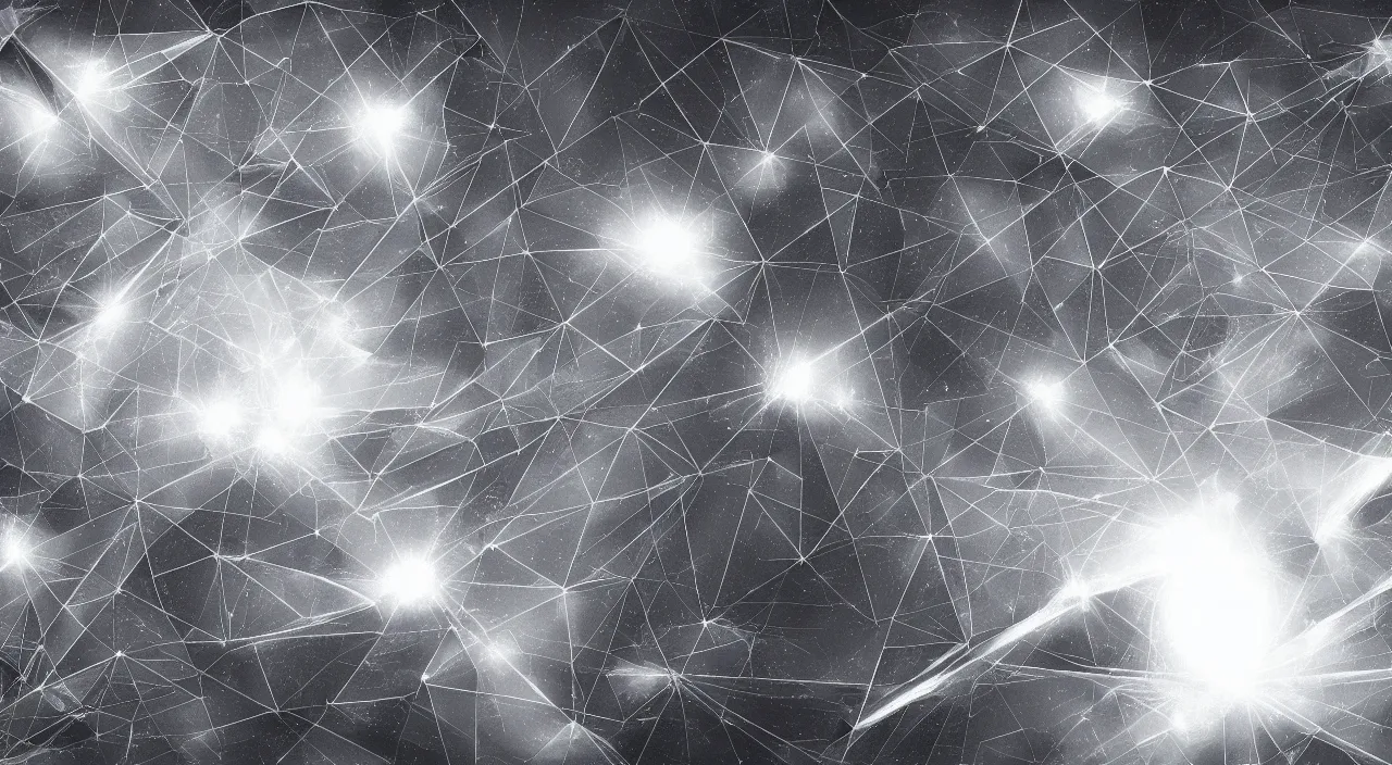 Image similar to a gray scale explosion of triangles in space, high detail, digital art