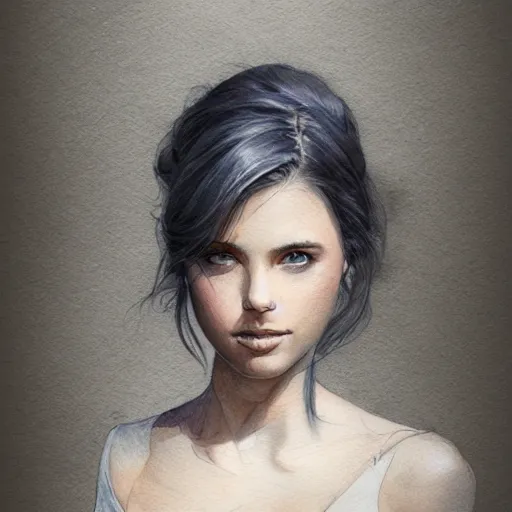 Image similar to sketch of a beautiful young woman, full body, watercolor background, pencil art, ink and pencil, hyperrealistic, hyperdetailled, digital art, greg rutkowski, artstation, 8 k, beautiful drawing, paper texture, spray paint, watercolors