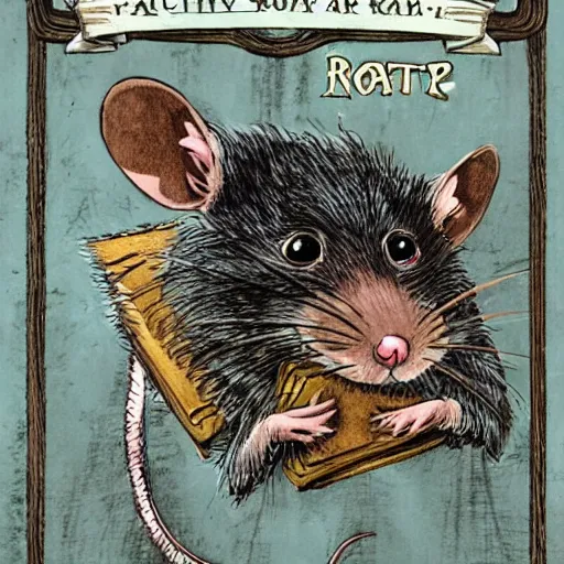 Prompt: rat as harry potter book cover