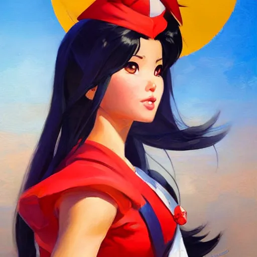 Image similar to greg manchess portrait painting of sailor mars as overwatch character, medium shot, asymmetrical, profile picture, organic painting, sunny day, matte painting, bold shapes, hard edges, street art, trending on artstation, by huang guangjian and gil elvgren and sachin teng