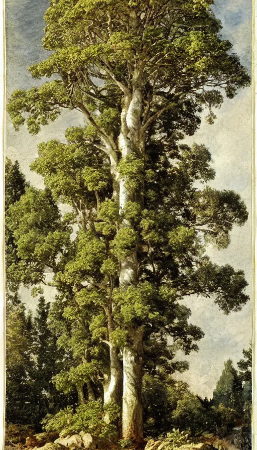 Prompt: atlas texture map megascans, tree, white background illustrated by eugene von guerard, ivan shishkin, john singer sargent