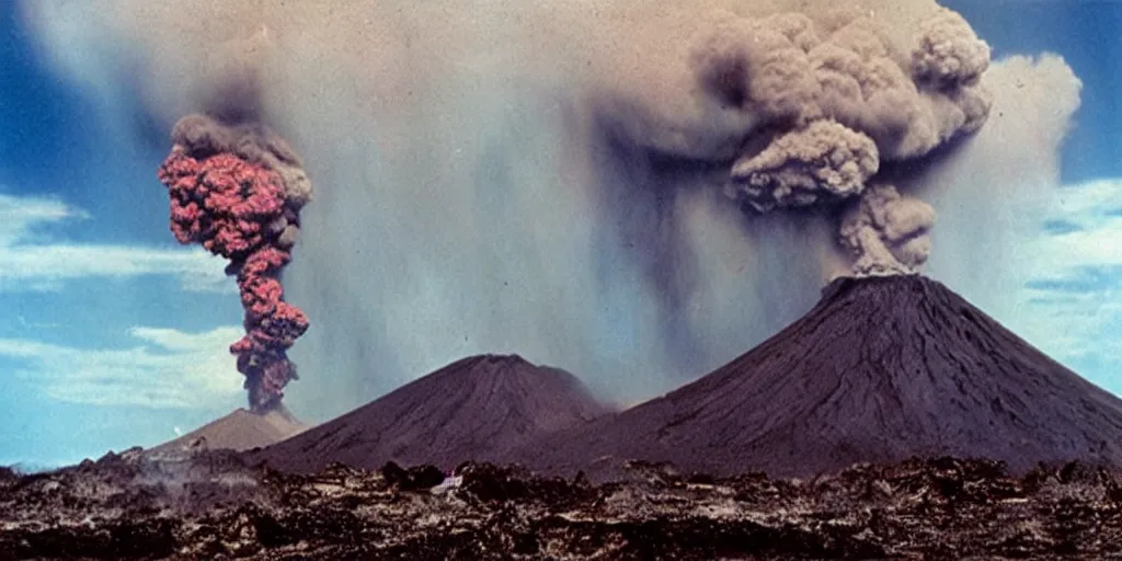 Image similar to Great volcanic eruption, Frida style.