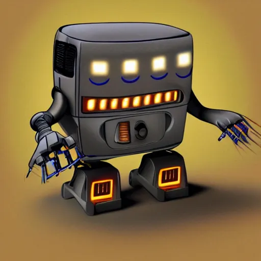 Image similar to concept art of a toaster and robot hybrid