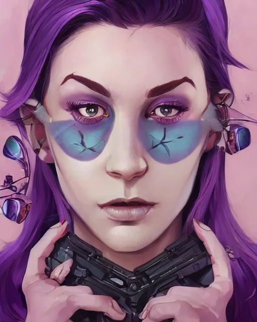 Prompt: beautiful female purple hair tattoo symmetrical face eyes twitch streamer full length fantasy artviper valorantVideo game icon, 2d game art gta5 cover , official fanart behance hd artstation by Jesper Ejsing, by RHADS, Makoto Shinkai and Lois van baarle, ilya kuvshinov, rossdraws