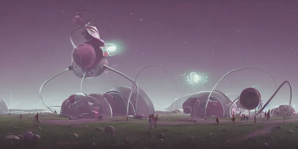 Prompt: swirling electron galaxy by simon stalenhag