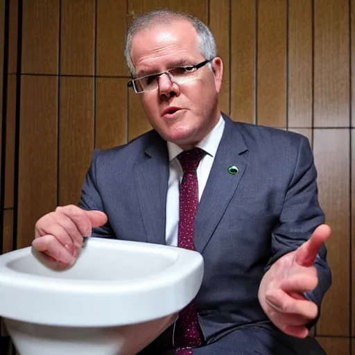 Image similar to scott morrison on the toilet