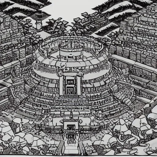 Prompt: an ancient underground temple from centuries ago by masashi kishimoto