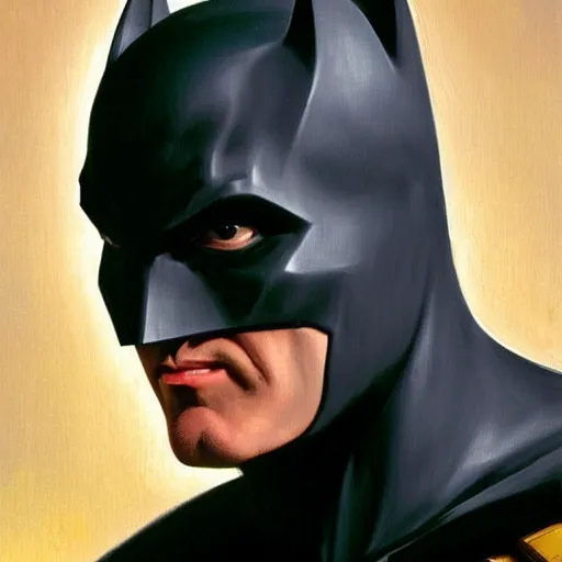 Image similar to Painting of Michael Keaton as Batman. Art by william adolphe bouguereau. During golden hour. Extremely detailed. Beautiful. 4K. Award winning.