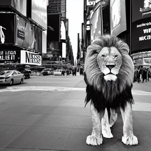 Prompt: Lion in new york times square, award winning photo