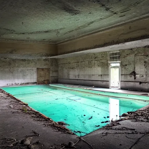 Prompt: abandoned swimming pool