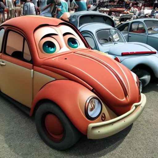 Image similar to mater from pixar cars is a volkswagen beetle