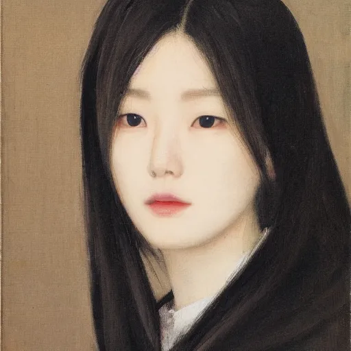 Image similar to Lee Jin-Eun by Albrecht Anker, rule of thirds, seductive look, beautiful,