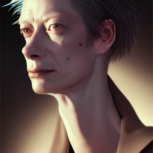 Image similar to hyperdetailed portrait of androgynous tilda swinton as desire of the endless, the sandman, made by caravaggio stanley artgerm lau wlop rossdraws artstation cgsociety concept art cgsociety octane render